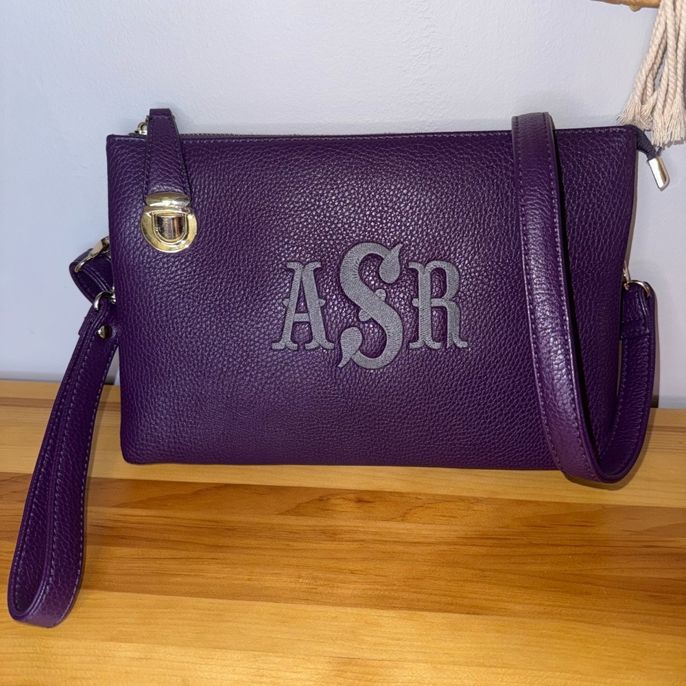 Purple Leather Crossbody Bag ‘ARS’ monogram